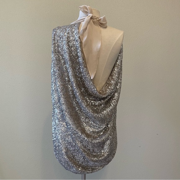 ❌SOLD❌Magda Butrym Sequin Silver Cape Blouse - Picture 2 of 10